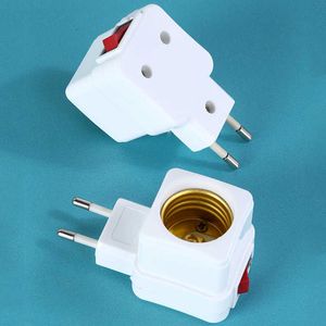 Sockets 1 pc Hot Sell Practical White E27 LED Light Socket to EU Plug Holder Adapter Converter Onoff voor bollamp Z0327