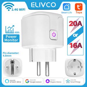 Sockets Enchufe inteligente con WiFi para la UE enchufe inteligente con Monitor de potencia sincronizacin compatible con Alexa Google Home Yandex Tuya 16A20A Z0327