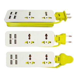 Sockets EU -strip met 4 USB Portable Extension Socket US UK Plug 15m kabel AC Traveladapter USB Smart telefoonlader Z0327