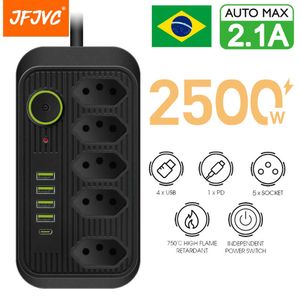 Sockets Strip Brasil Plug AC stopcontacten Multitap Lijn Filter Socket Extension Cord Electrical with USB Type C Charger Network Adapter Z0327