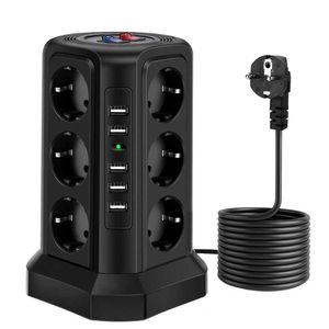 Sockets Torre Multi Tap Outlet Cable de extensin mltiple Splitter Socket zapatillas elctricas con interruptor botn Cable Strip 2500W EU Z0327