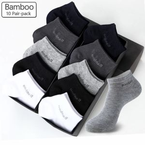 Sokken 10 paren / pack heren bamboe vezel sokken korte hoge kwaliteit nieuwe casual ademende antibacteriële man enkel sokken mannen