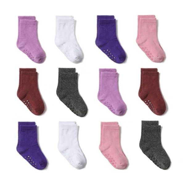 Chaussettes 12 paires / lot pour les chaussettes de bateaux antislipt pour enfants chaussettes de sol à basse coupe pour enfants 0 à 6 ans