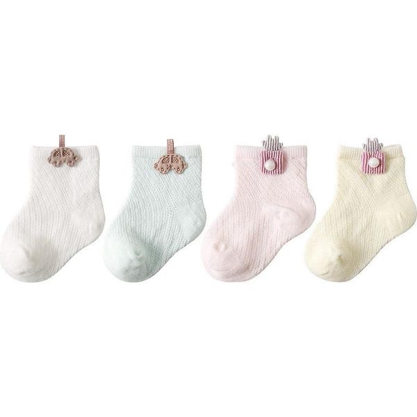 Chaussettes 3 paires/lot printemps été bébé maille douce mince coton modèles enfant garçons filles mignon dessin animé respirant antidérapant court Tube chaussette