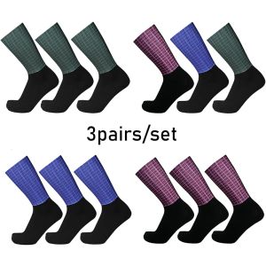 Sokken 3pairs/set nieuwe plaid fietsen sportsokken zomer coole outdoor mountain biken sokken road fiets hardloop sokken calcetines ciclismo