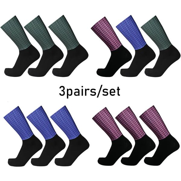 Calcetines 3pairs/set nuevos calcetines deportivos a cuadros calcetines de verano calcetines de montaña al aire libre calcetines de carretera calcetines calcetines ciclismo