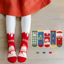 Sokken 5 paar herfst winter baby meisjes kerst katoenen sokken 2024 nieuwjaar Chinese feestelijke rode sokken kinderen jongens sokken 112 jaar