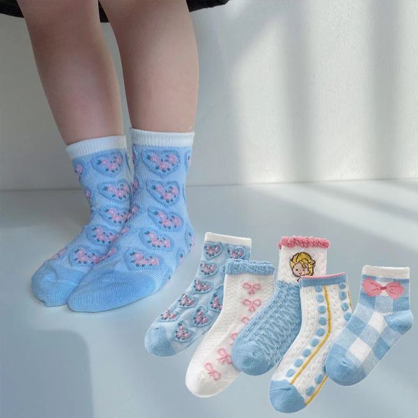 Chaussettes 5 paires lot enfants coton chaussettes courtes avec enfants imprimés