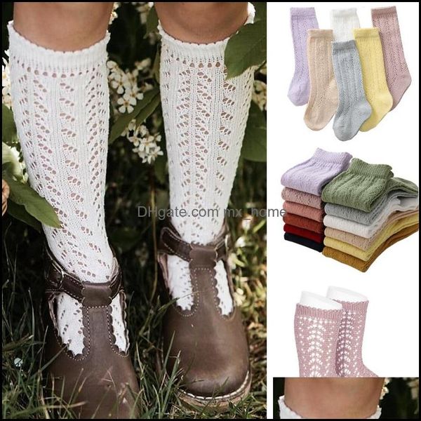 Chaussettes bébé filles été enfants chaussettes longues tout-petits genou haute maille mince creux coton doux chaussettes pour bébés pour 0-7 Ye Mxhome Dh7is