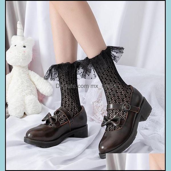 Chaussettes Bébé Enfants Vêtements Bébé, Maternité Lolita Style Japonais Sweet Maiden Mignon Uniforme Femmes Dentelle Maille Kawaii Bowknot Princesse Chaussette C