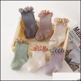 Chaussettes Bébé Dentelle Nouveau-Né Genou Haut Long Coton Filles Garçon Plaid Jambières Dhekl