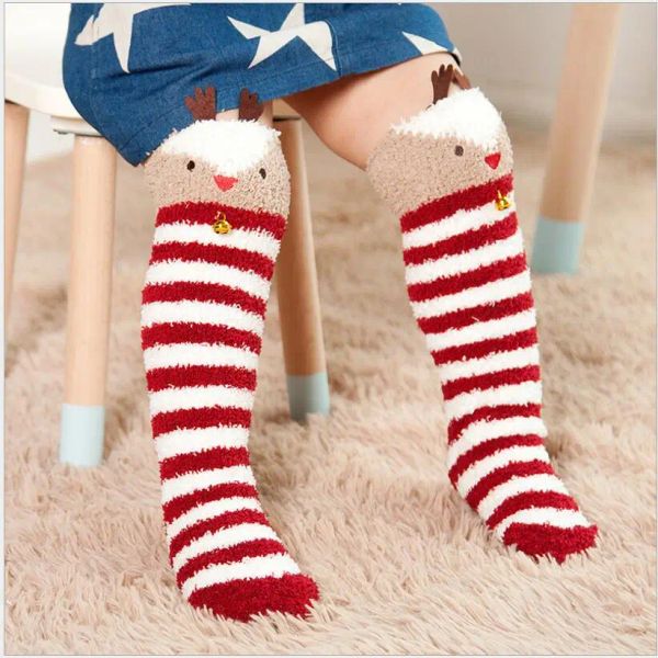 Chaussettes bébé chaussettes d'hiver antidérapantes enfants chaussette haute pour enfants avec oreille 3d jambières bébé coton chaussettes de noël pour nouveau-né