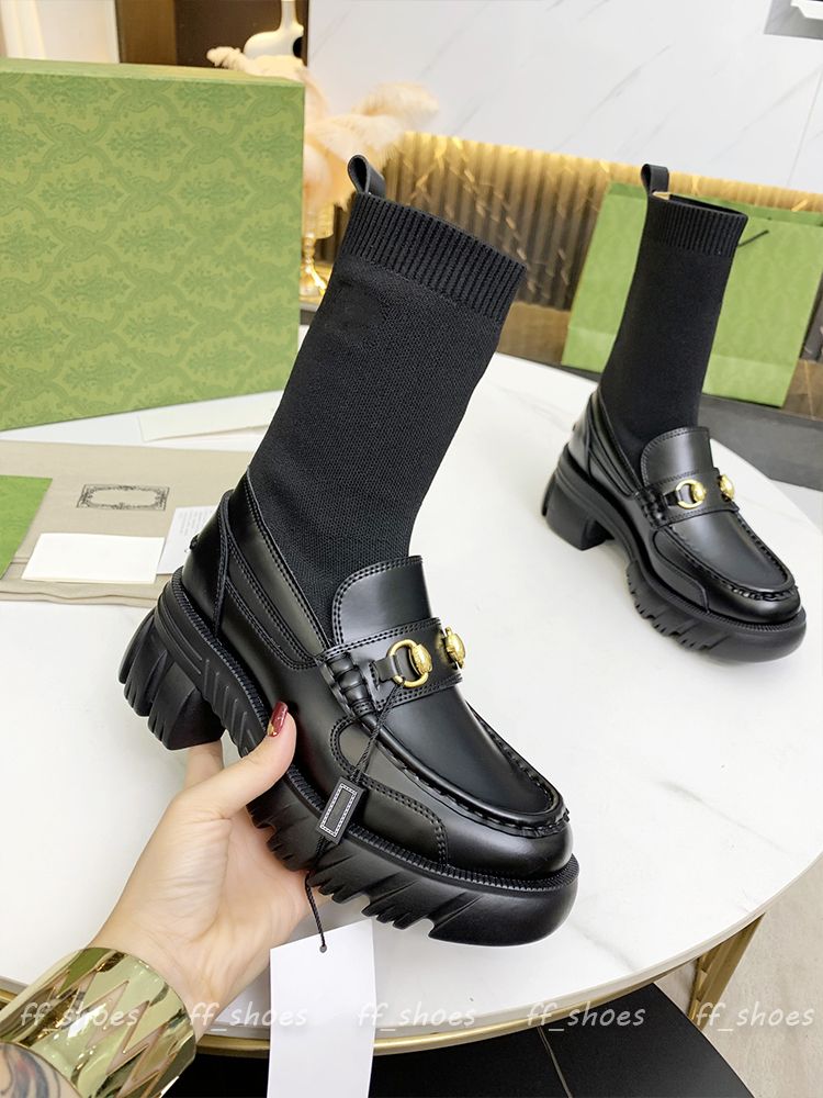 Bottes de chaussettes Locs pour femmes Automne Hiver Designer Fashion Noir blanc Brown College Style Origine Qualité Classic Casual Ladies Boot