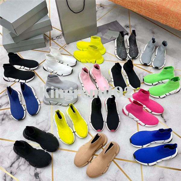 Chaussettes Casual Chaussures Designer Baskets Hommes Femme Brillant Knit Speed 2.0 1.0 Entraîneur Runner Sneaker Sock Chaussures Master Embossed Femmes Baskets Speeds Booties Paris