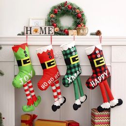 Calcetines medias de decoración con santa claus navidad encantadora para niños bolso de regalo de dulces chimenea nave tree1027 2024