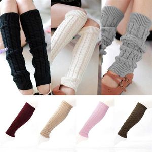 Chaussettes Fashion Femmes chaudes réchauffeuses Galet High Winter tricot Crochet Crochet Legging Boot Wool Slouch pour les filles