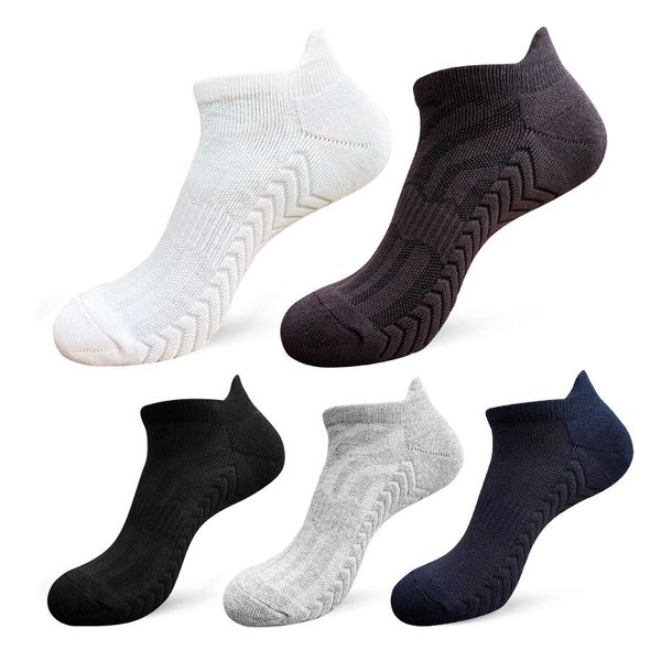 Chaussettes pour hommes en gros chaussettes blanches courtes fond de serviette antidérapant course chaussettes de sport hommes bateau chaussettes coton