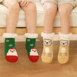 Sokken voor pasgeborenen Anti-slip kind plus dikke Terry warme winter Leuke kerstsokken Fit Kids 0-6y A65