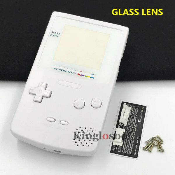 Chaussettes Case de coquille de logement blanc complet pour Nintendo Game Boy Color GBC Game Console Shells Glass Screen Lens