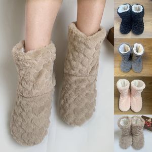 Chaussettes bonneterie 1 paire épaisse pantoufle chaud Ultra-peluche anti-dérapant intérieur bottes hautes hiver Long étage pour femmes hommes 221124