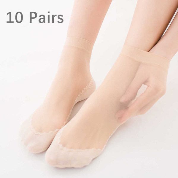 Chaussettes Bonneterie 10 Paires Femmes D'été Transparent Mince Mignon Chaussettes Ensemble Cool Respirant Dames Japonais Kaii Soie Chaussettes Ensemble Pour Les Femmes en gros P230515