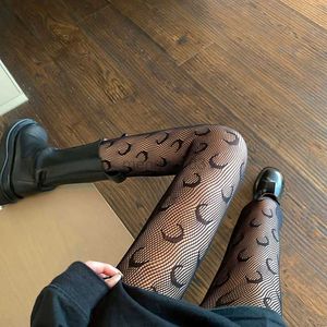 Chaussettes bonneterie 2022 printemps été lune étoiles motif femmes collants pour filles noir Sexy collants maille transparente mince haute élastique bas Y23