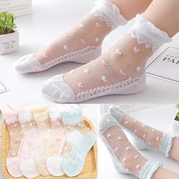 Socks Hosiery 5 par/lote calcetines para niñas calcetines tobilleros cortos transpirables de verano para niños de 1 a 12 años calcetines de malla de princesa de encaje de algodón suave