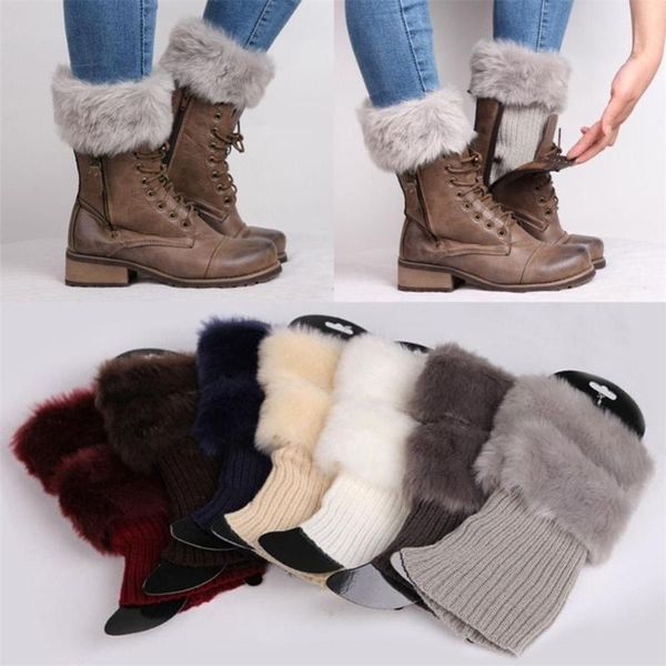 Chaussettes bonneterie automne hiver décontracté femmes tricoté bottes manchettes fourrure tricot jambes chaudes chaussures ensemble cadeaux de noël chaussettes bonneterie chaussettes