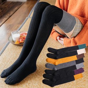 Sokken kousen herfst winter katoen dubbele naald kleur knielengte kousen vrouwelijke dij verticale bar Japanse student