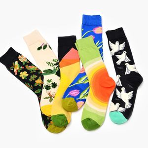 Chaussettes Bonneterie Couleur Crew Coton Hommes Cheville Marée Marque Courte Happy Sox Style Chaussette Drôle Nouveauté Art Pour Couple FunkySocks