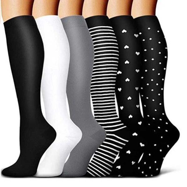 Chaussettes Hosiery Compression chaussettes pour hommes varices varices imprimé féminins bas basket-ball extérieur fitness sportif chaussettes en gros y240504
