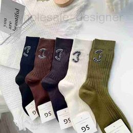 Sokken Kousen Designer klein x hot stamping met diamant grote dubbele naald medium tube sokken, prachtige beroemdheid, college-stijl, effen kleur vrouwelijk 8SGB