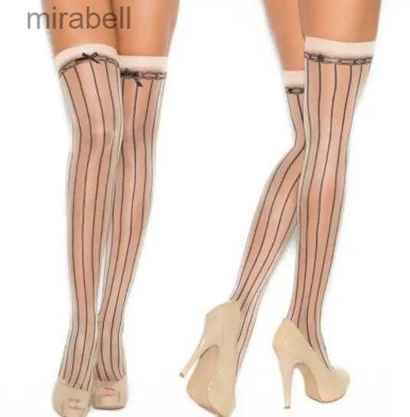 Chaussettes Bonneterie Ealstic Bas Sexy Pour Femmes Noir Ligne Imprimer Rester Collants Cuisse Haute Bas Lingerie Sexy Nude Maille Collants Bonneterie YQ240122