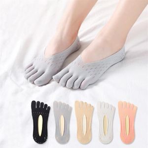 Calcetines calcetería moda verano calcetines finos zapatillas Mujer señora Invisible silicona antideslizante cinco dedos Calsetines De Mujer2457