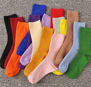 Chaussettes bonneterie mode femmes coloré coton équipage chaussette doux décontracté couleur bonbon respirant confort
