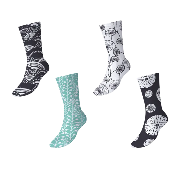 Chaussettes Bonneterie Forêt Ombrage Belle Équipage Herbe Feuilles Fleurs Bambou Océan Haute Qualité Longue Pour Hommes Et Femmes