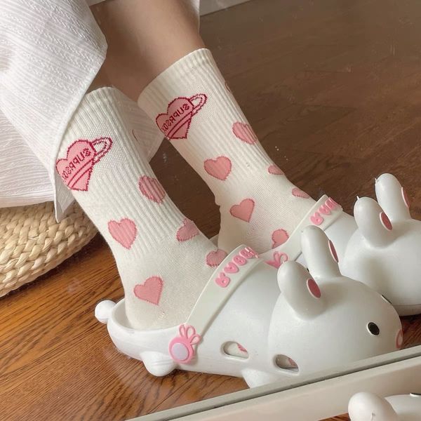 Chaussettes Bonneterie ita JK Filles Version Féminine Du Tube Ins Amour Japonais Étudiant Mignon Blanc Jk Rouge Long Coton 230512