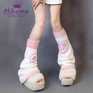 Chaussettes Bonneterie Japonais Harajuku Filles Usure des deux côtés Jambières Chaussettes Gothique Lolita Noir Blanc Rose Amour Croix Doux Couvre-jambes tricoté 230301