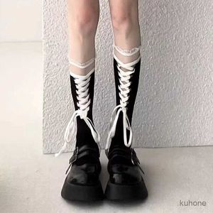 Sokken kousen Japans nieuw ontwerp ballet sokken vrouwen casuall stropdas kanten kousen lolita sweet girls riemen bowknot zomer sexy kalf sok dame