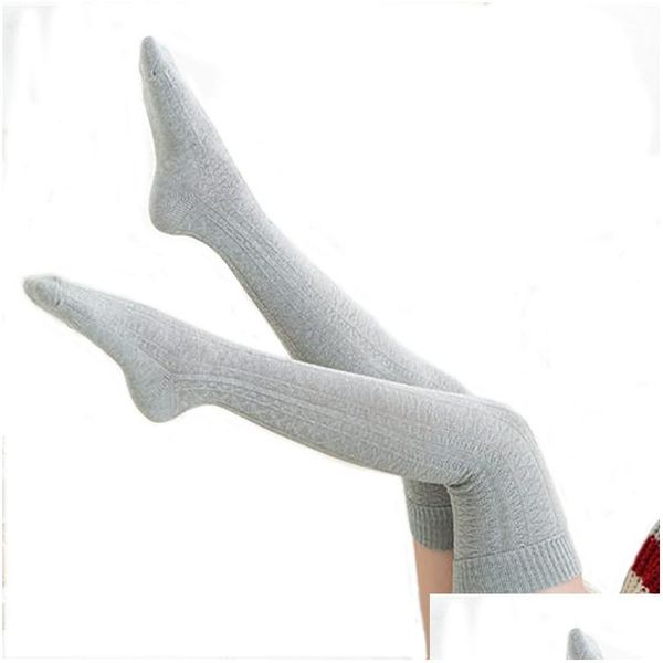 Chaussettes Bonneterie Tricot Tresse Sur Genou Bas Mode Long Tube Boot Hiver Jambières Collants Femmes Vêtements Drop Delivery Apparel Dh4Rz