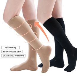 Chaussettes Bonneterie Legbeauty Plus Taille Genou Haute Compression Bas Hommes Femmes Bout Fermé Varices Chaussette Mollet Manches S5XL 1520 mmHg 231120