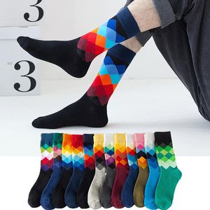 Sokken kousen heren/vrouwen katoen grappig gelukkig fijne paragraaf diamant patroon argyle buis geometrische feestjurk gekamde sockssocks