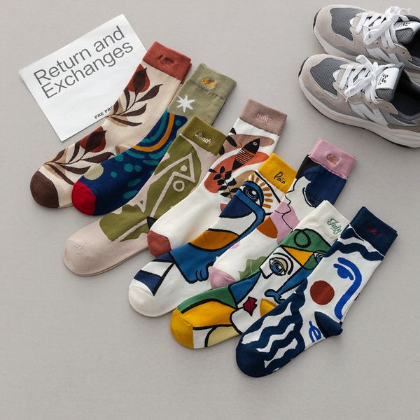 Chaussettes Bonneterie Personnalité chaussettes mode ins tendance graffiti sport couple dans le tube lettre broderie coton kawaii 230625