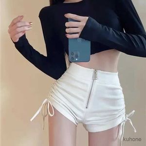 Sokken kousen sexy meisje shorts voor vrouwen lente herfst strakke elastische hot pants slanke allemaal match vrouwelijke zwarte high taille witte ritssluiting shorts