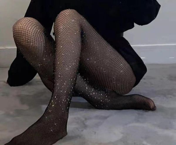 Chaussettes Bonneterie Sexy Shinning Rines Collants Résille Collants Perceuse Étincelante Femmes Chaussette Net Mince Haut Bas FEMME LINGERISocks4754898