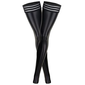 Chaussettes Bonneterie Sexy Femmes PU Cuir Bas Sur Genou Chaussettes Longue Botte Cuissardes Bas Dentelle Bande Cuisse Bas En Cuir Plus La Taille F15 230316