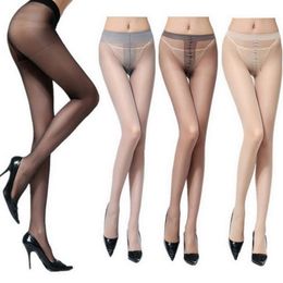 Chaussettes bonneterie Sexy femmes été collants taille haute Transparent mince collants bas noir chair sans couture résille maille femme