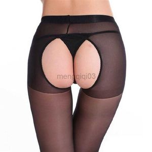 Chaussettes Bonneterie Sexy Femmes Transparent Noir Collants Mince Crotchless Collants Ouvert Entrejambe Érotique Sexy Collants Y23