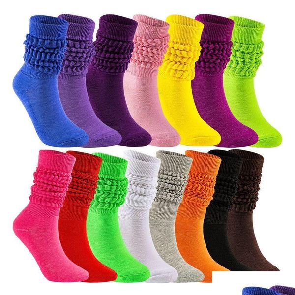 Chaussettes Hosiery Slouch Hommes et femmes Tube moyen haut Bubble Mti-Couleur Noir Blanc Vert Danse Sports Drop Livraison Vêtements Underw Dhlnk