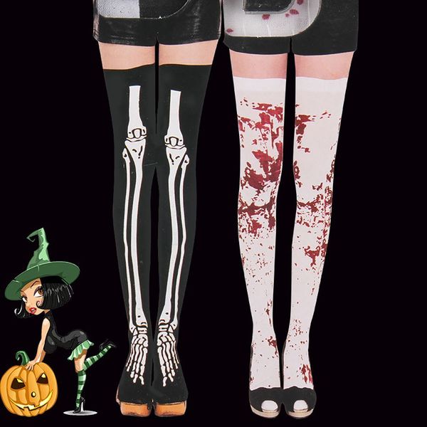 Chaussettes Bonneterie Bas Halloween Costume Pâques Zombie Squelette Bloody Mary Infirmière Os de Sang Crâne Farces Drôles 230830